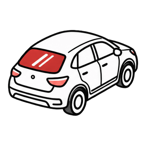 Voiture vue de trois quarts arrière, lunette arrière mise en évidence