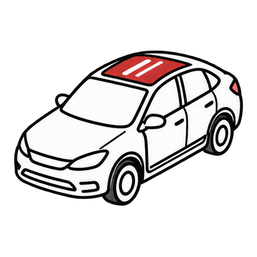 Voiture vue de dessus, toit vitré mis en évidence